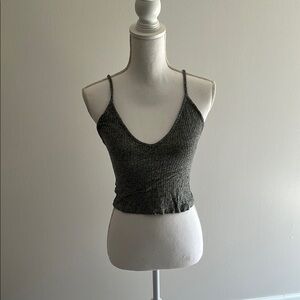 Gray Ribbed Women's Top